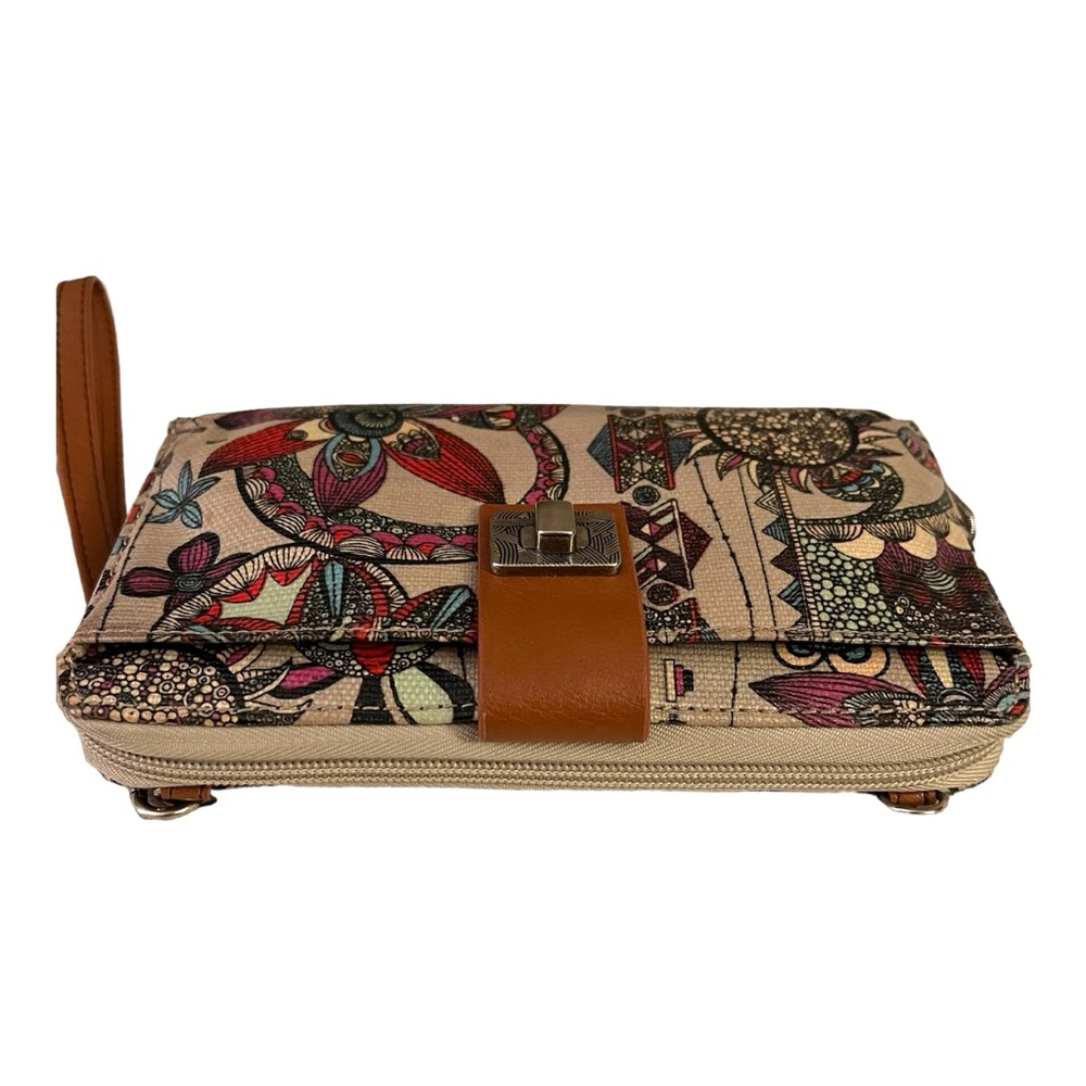 SAKROOTS Large Smartphone Wallet with Crossbody Strap Tan Multi - Picture 4 of 12